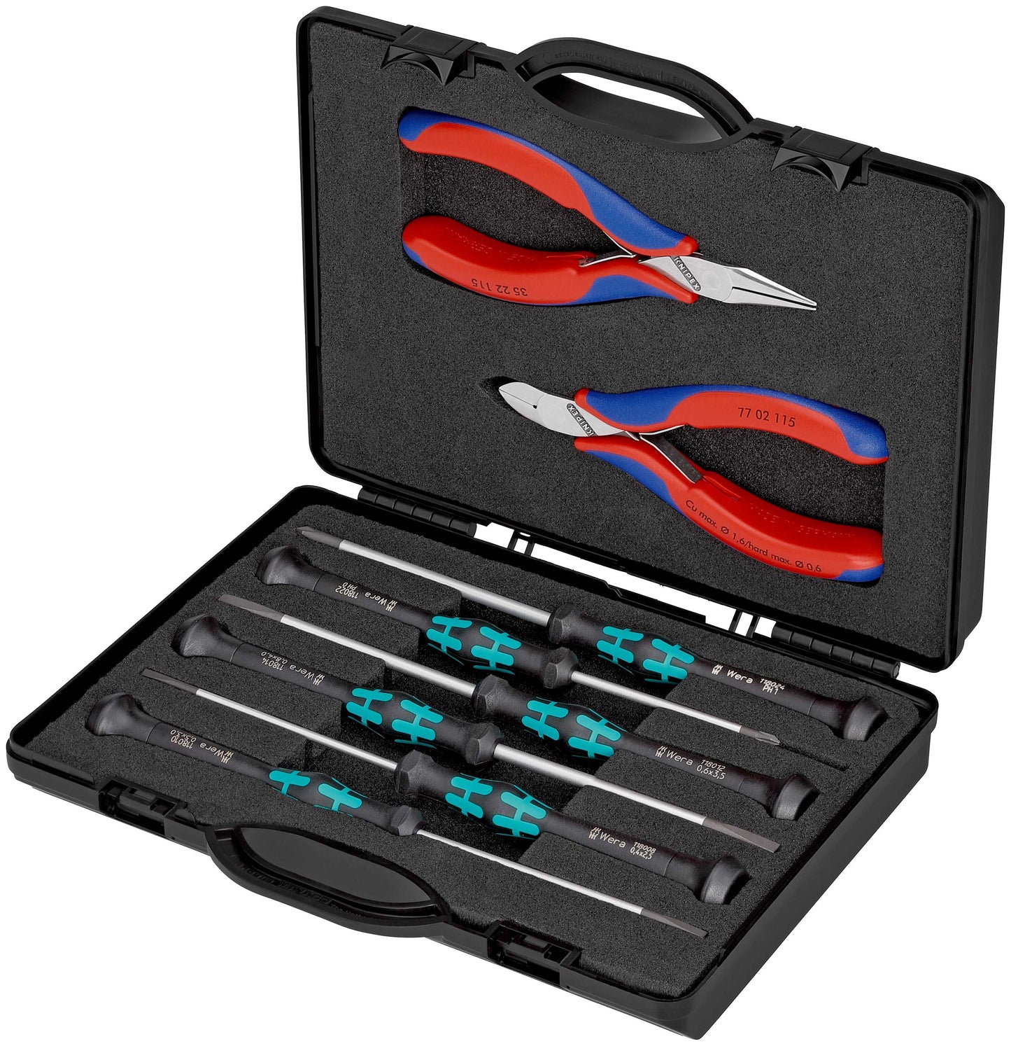 KNIPEX 00 20 18 Estuche con pinzas para electrónica con herramientas para trabajos en componentes electrónicos