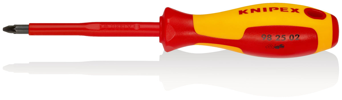 KNIPEX 98 25 02 Desarmador de cruz Pozidriv aislado PZ2 con mango ergonómico 1000V bruñido 212 mm (8.25'')