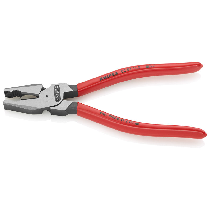 KNIPEX 02 01 180 SB Pinza universal de alta palanca con mangos de plástico pavonada 180 mm (7.25″)