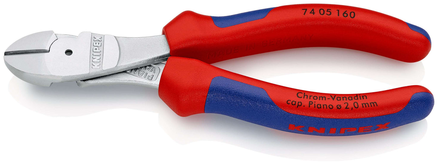 KNIPEX 74 05 160 Pinzas de corte diagonal tipo extra fuerte con mangos en dos componentes cromado 160 mm