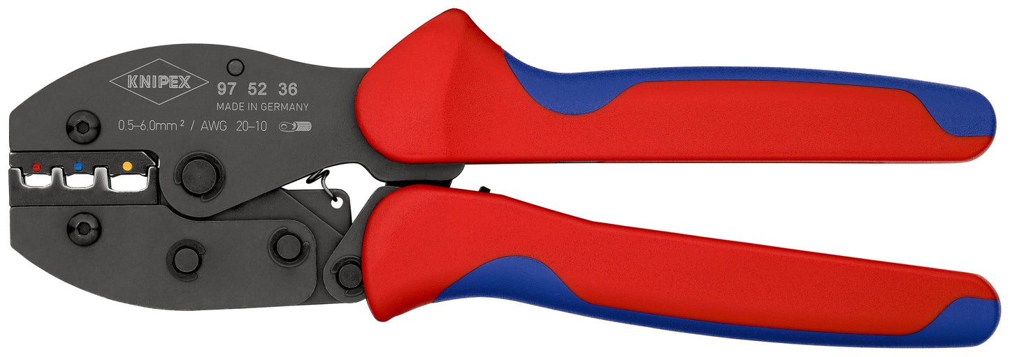 KNIPEX 97 52 36 PreciForce® Pinzas para engarzar terminales con mangos en dos componentes bruñido 220 mm
