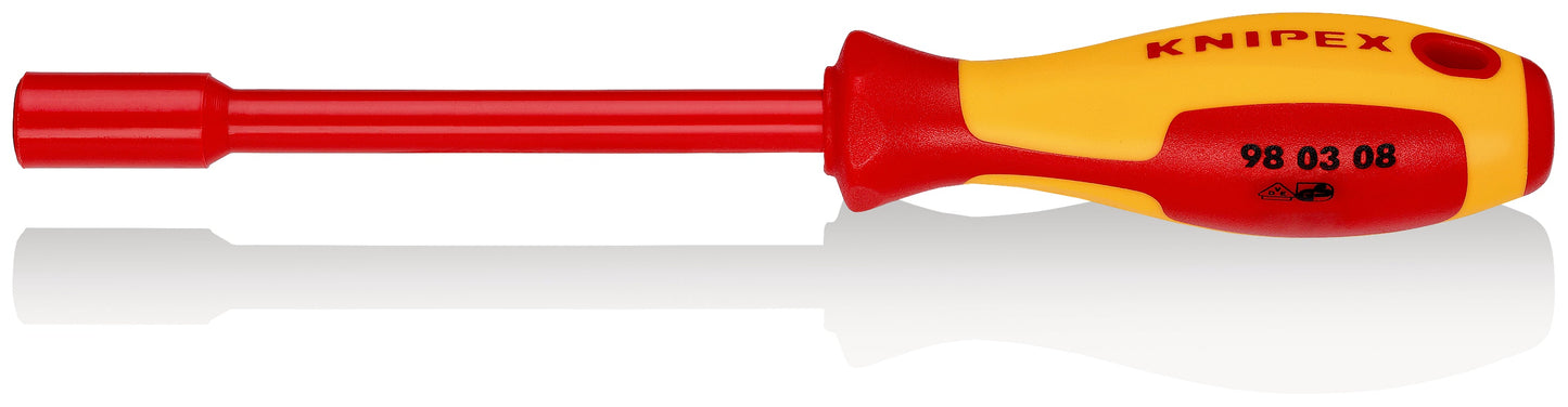 KNIPEX 98 03 08 Desarmador hexagonal tipo dado aislado 8 mm con mango ergonómico 1000V bruñido 237 mm (9.25'')