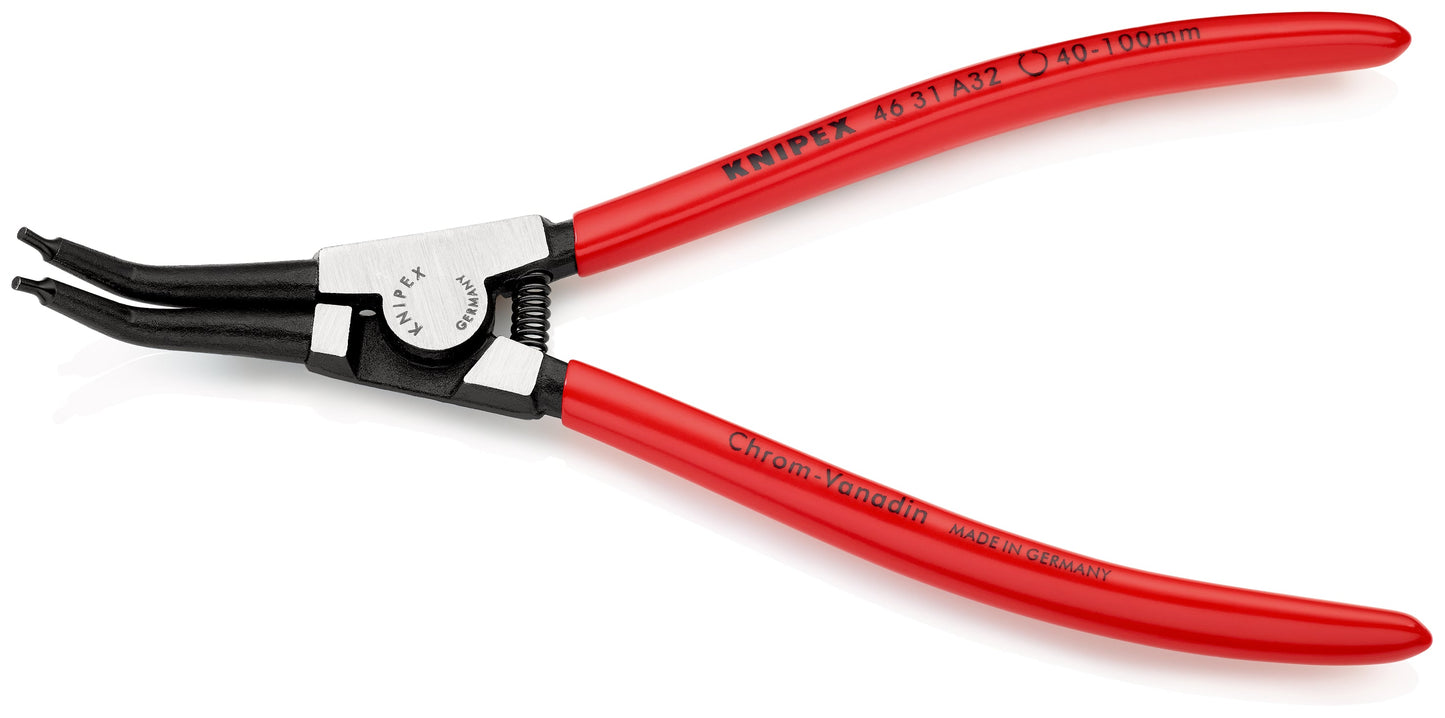 KNIPEX 46 31 A32 Pinza para anillos de retención exteriores con puntas ángulo 45° con mangos de plástico pavonada 210 mm (8.25'')