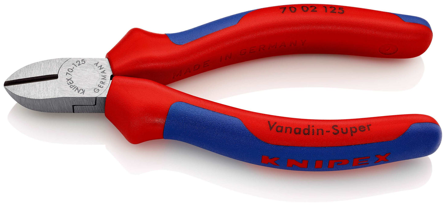 KNIPEX 70 02 125 Pinzas de corte diagonal con mangos en dos componentes acabado pavonado 125 mm