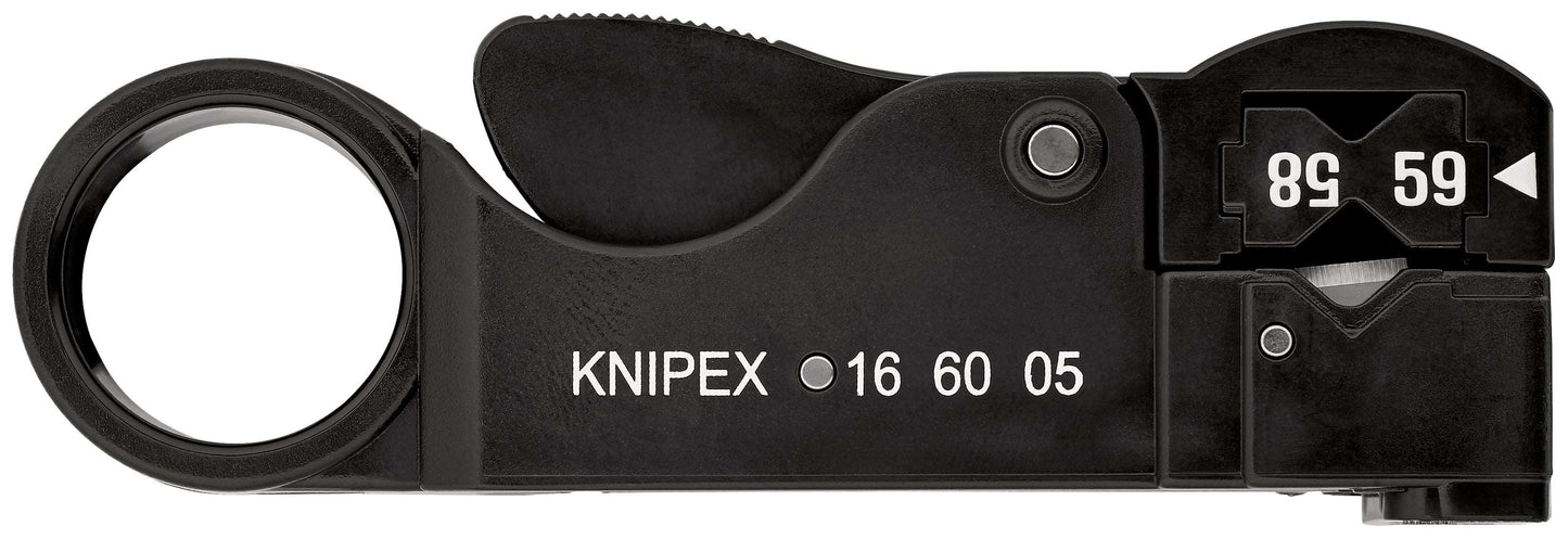 KNIPEX 16 60 05 SB Herramienta pelacables para cables coaxiales 105 mm