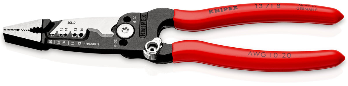 KNIPEX 13 71 8 Pinza pelacables multifunción versión americana con mangos de plástico pavonada 200 mm (8″)