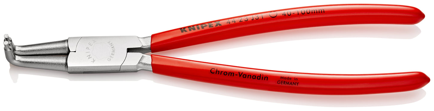 KNIPEX 44 23 J31 Pinza para anillos de retención interiores con puntas ángulo 90° con mangos de plástico cromada 215 mm (8.5'')