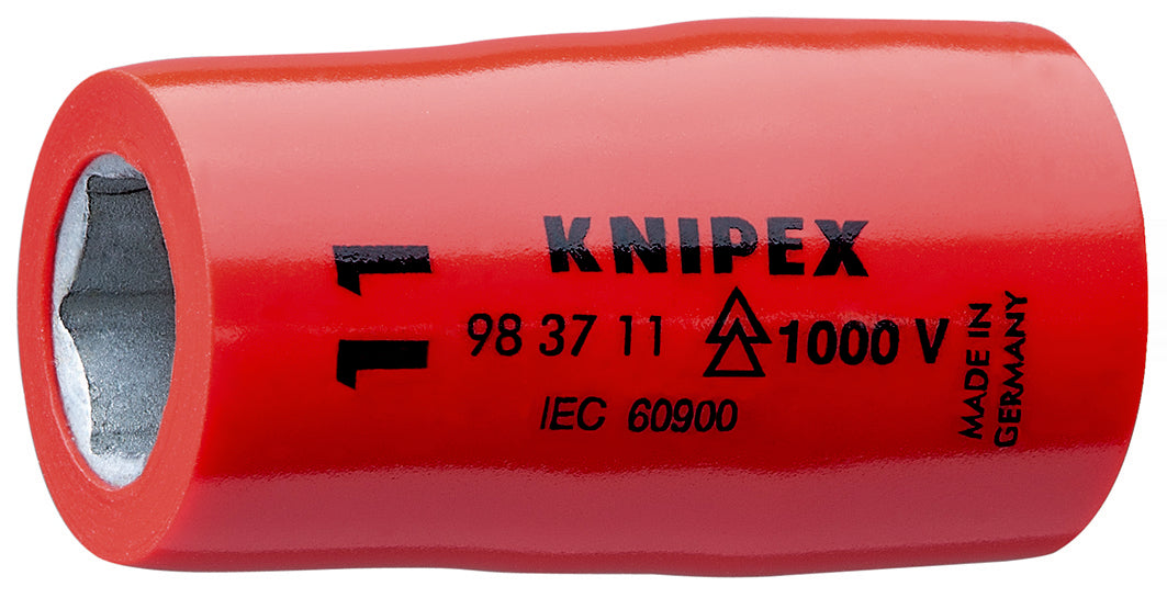 KNIPEX 98 37 11 Dado hexagonal aislado 1000V de 11 mm para cuadradillo de 3/8'' 43 mm