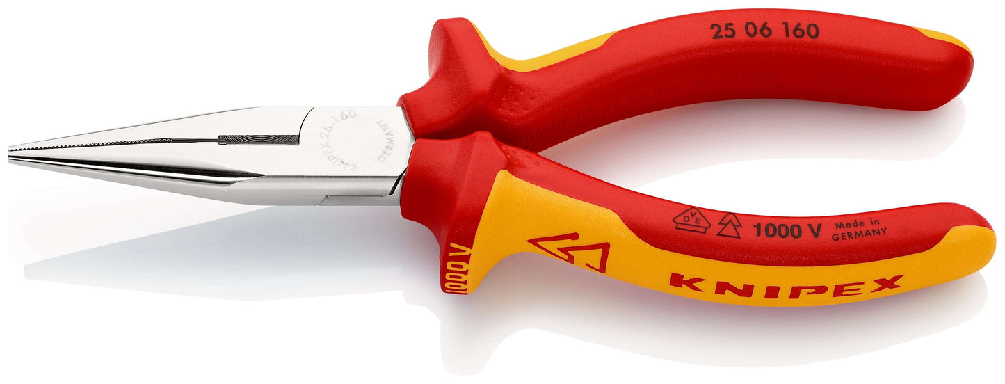 KNIPEX 25 06 160 SB Pinza de montaje (pinza de radio) aislados con fundas en dos componentes, según norma VDE cromado 160 mm