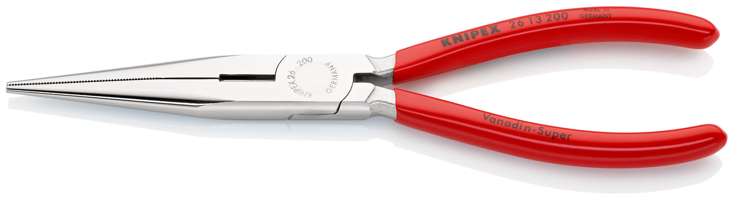 KNIPEX 26 13 200 Pinza de punta larga con filos de corte con mangos de plástico cromada 200 mm (8″)