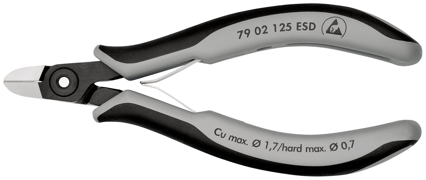 KNIPEX 79 02 125 ESD Pinzas de precisión de corte diagonal para electrónica ESD con mangos en dos componentes bruñido 125 mm