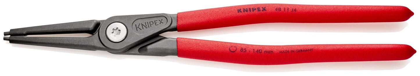 KNIPEX 48 11 J4 Pinza para anillos de retención interiores de precisión con puntas rectas con mangos de plástico pavonada 320 mm (12.5'')