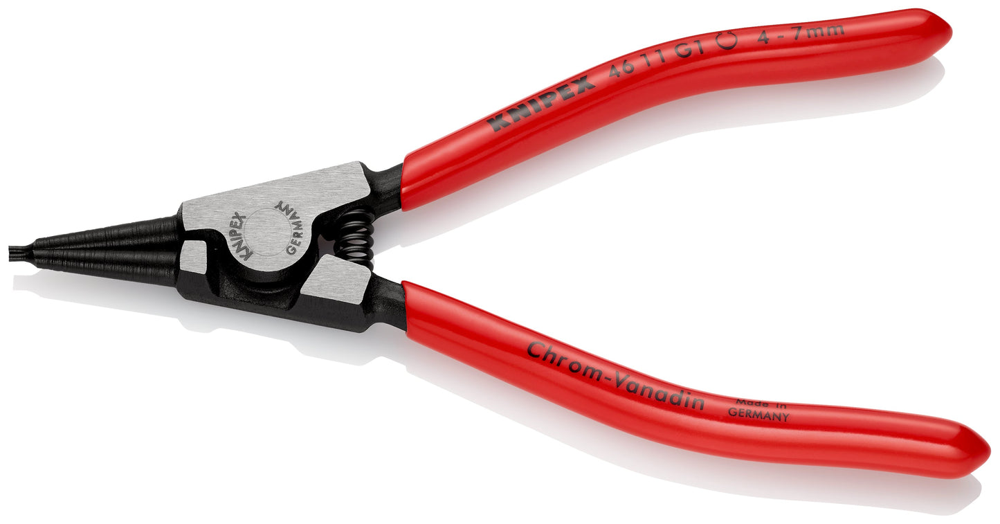 KNIPEX 46 11 G1 Pinza para anillos de retención con tornillo de ajuste con mangos de plástico pavonada 140 mm (5.5'')
