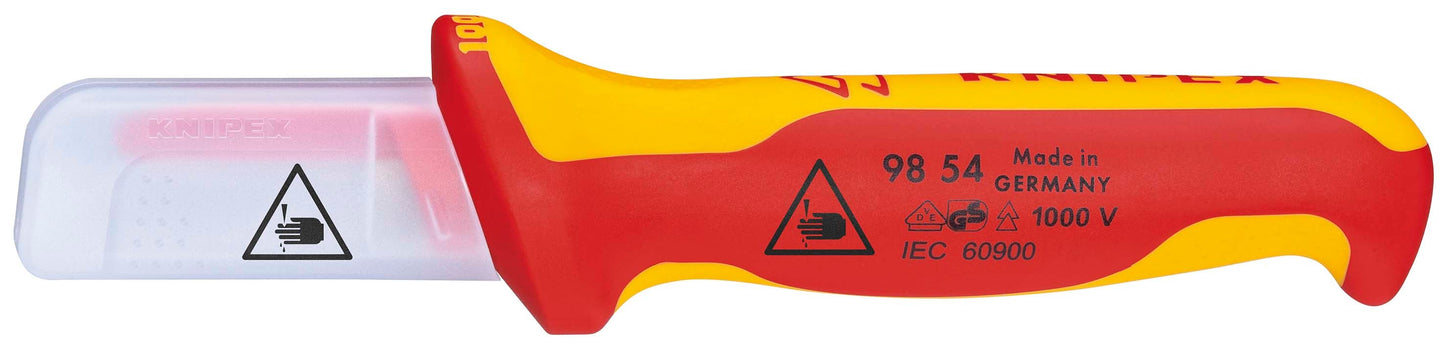 KNIPEX 98 54 SB Cuchillo pelacables recto aislado con cuchilla recubierta con mango ergonómico 1000V 190 mm (7.5'')