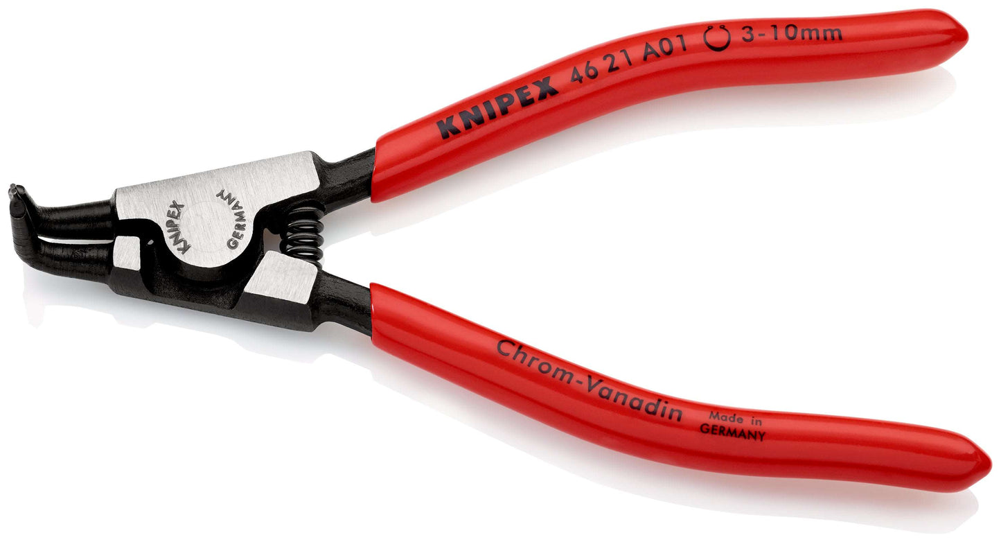 KNIPEX 46 21 A01 SB Pinza para anillos de retención exteriores de ejes recubierto de plástico acabado pavonado 125 mm