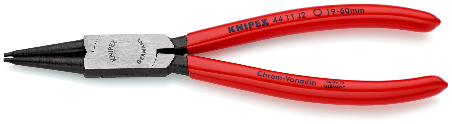 KNIPEX 44 11 J2 SB Pinza para anillos de retención interiores con puntas rectas con mangos de plástico pavonada 180 mm (7.25'')