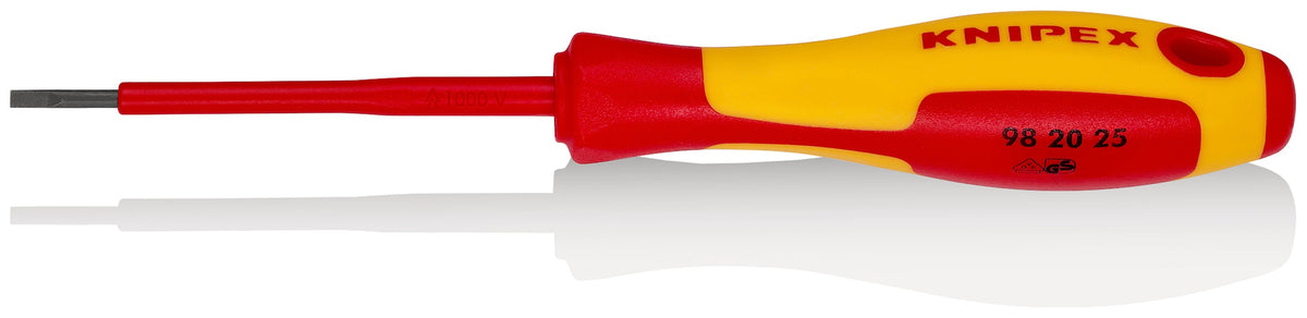KNIPEX 98 20 25 Desarmador plano aislado con mango ergonómico 1000V bruñido 177 mm (7'') 177 mm