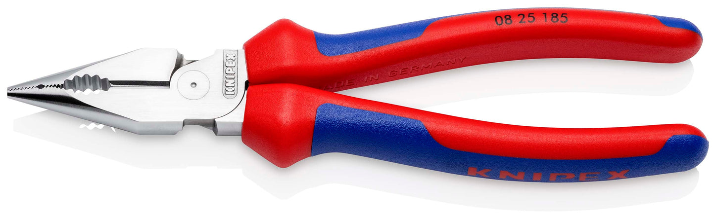 KNIPEX 08 25 185 Pinza universal de punta fina con mangos ergonómicos cromada 185 mm (7.25″)