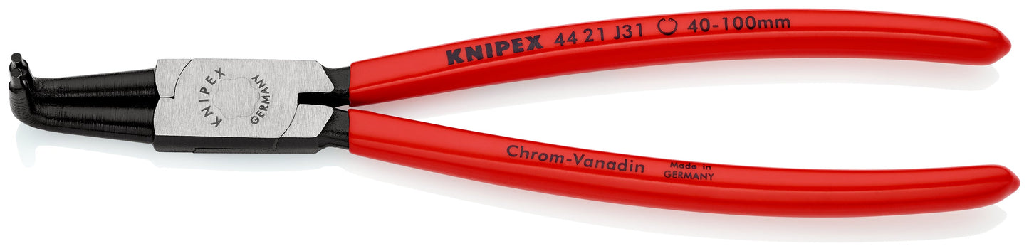 KNIPEX 44 21 J31 SB Pinza para anillos de retención interiores con puntas ángulo 90° con mangos de plástico pavonada 215 mm (8.5'')