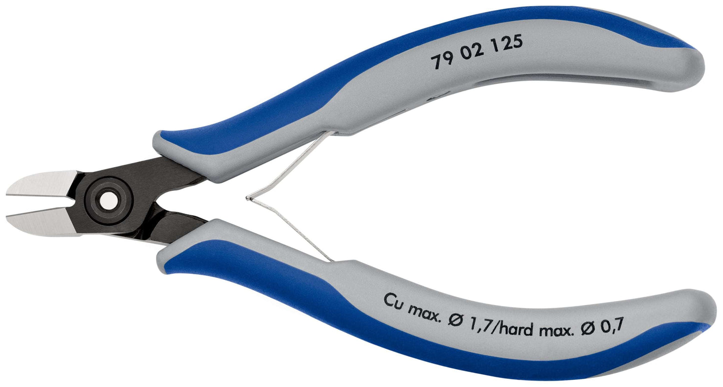 KNIPEX 79 02 125 Pinzas de precisión de corte diagonal para electrónica con mangos en dos componentes bruñido 125 mm