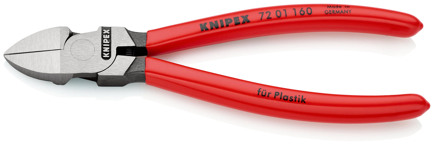KNIPEX 72 01 160 Alicate de corte diagonal para plásticos recubiertos de plástico 160 mm