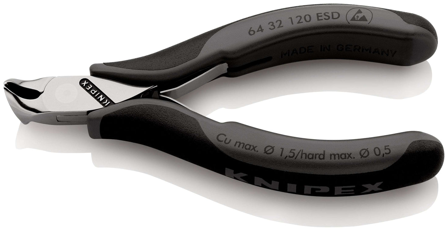 KNIPEX 64 32 120 ESD Pinza de corte frontal para electrónica ESD Con fundas en dos componentes 120 mm