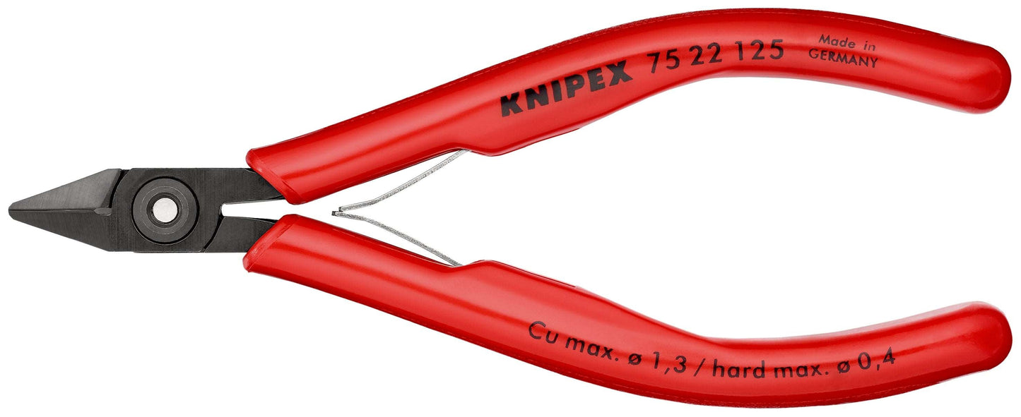 KNIPEX 75 22 125 Pinza de corte diagonal para electrónica con mangos de plástico bruñido 125 mm