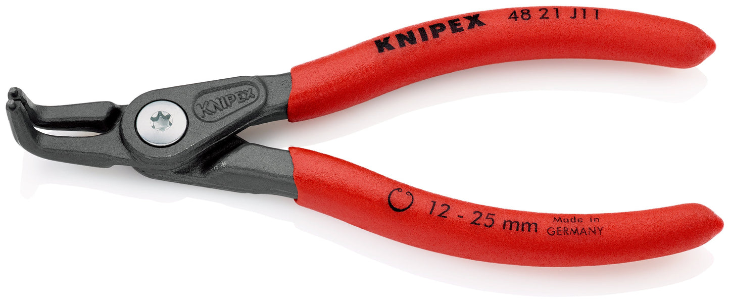 KNIPEX 48 21 J11 SB Pinza para anillos de retención interiores de precisión con puntas ángulo 90° con mangos de plástico pavonada 130 mm (5'')