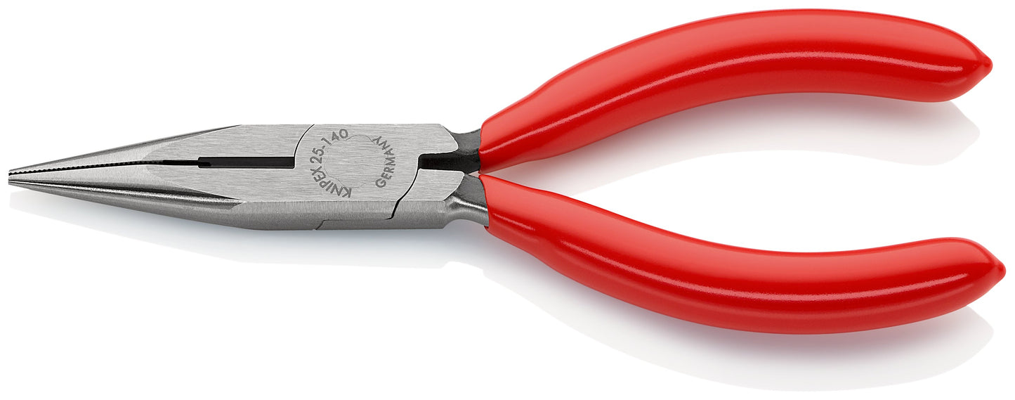 KNIPEX 25 01 140 SB Pinza de punta larga con filos de corte con mangos de plástico pavonada 140 mm (5.5″)