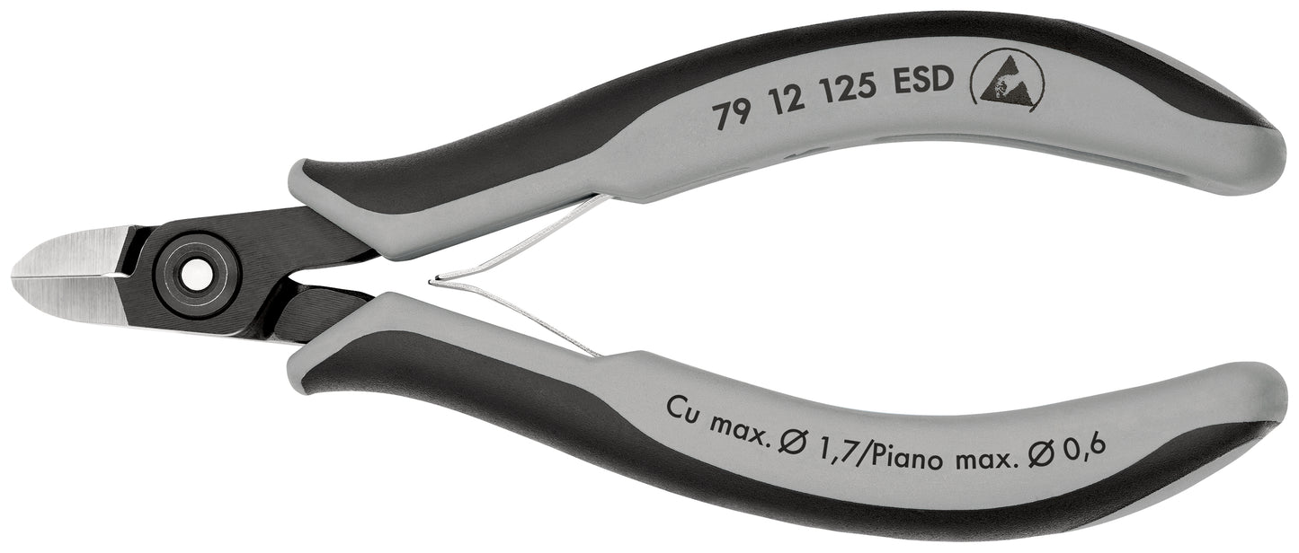 KNIPEX 79 12 125 ESD Pinzas de precisión de corte diagonal para electrónica ESD con mangos multicomponentes Barnizados 125 mm