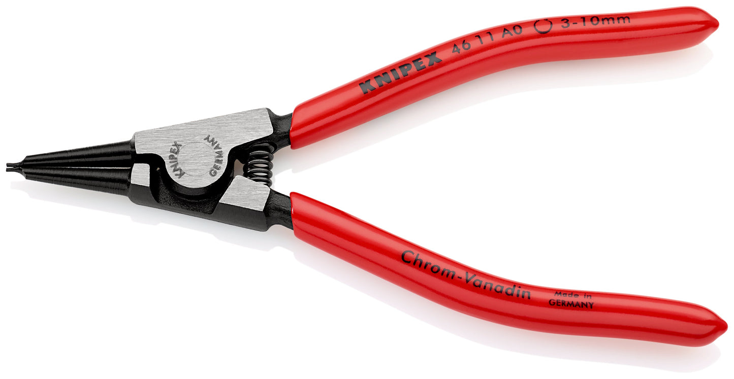 KNIPEX 46 11 A0 SB Pinza para anillos de retención exteriores con puntas rectas con mangos de plástico pavonada 140 mm (5.5'')