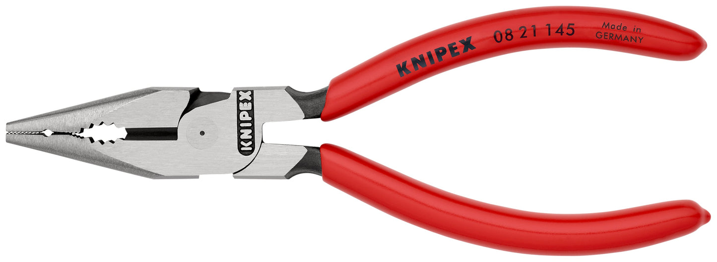KNIPEX 08 21 145 SB Pinza universal de punta fina con mangos de plástico pavonada 145 mm (5.75″)