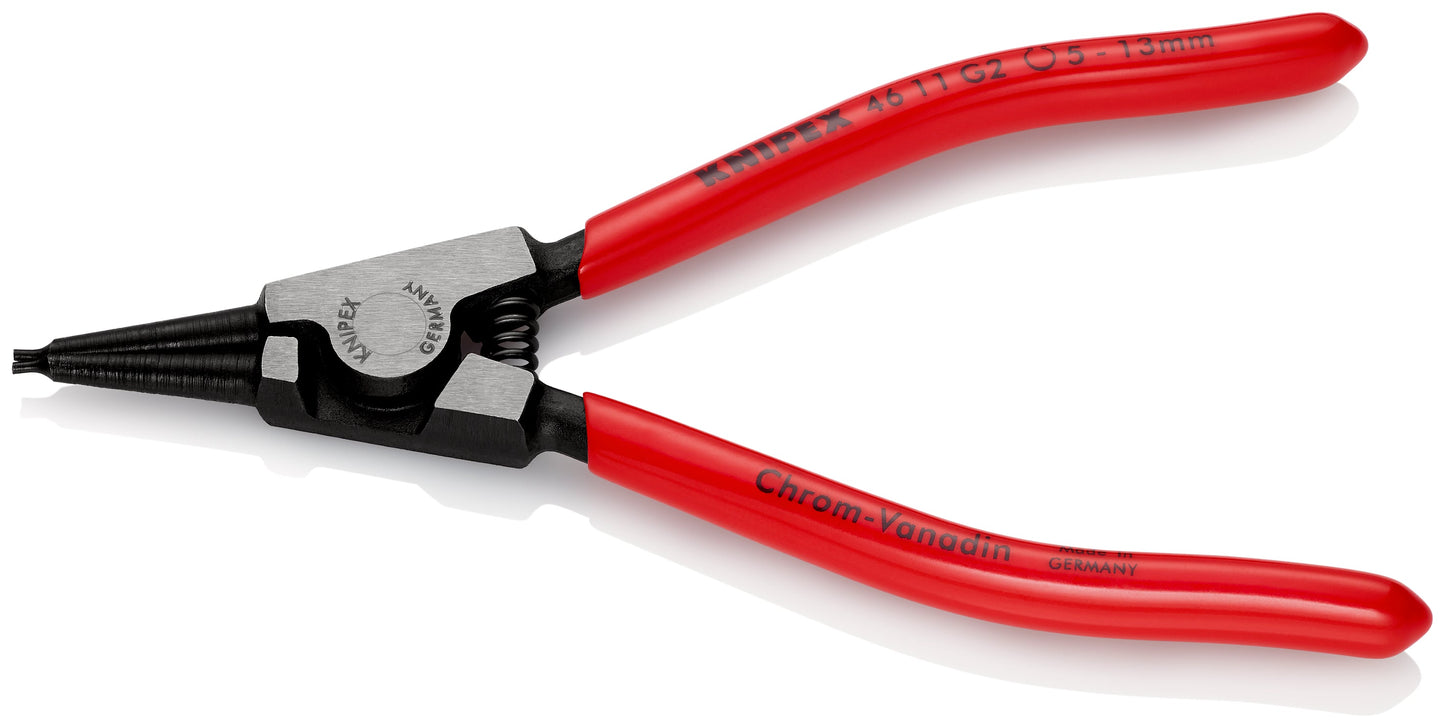 KNIPEX 46 11 G2 Pinza para anillos de retención con tornillo de ajuste con mangos de plástico pavonada 140 mm (5.5'')