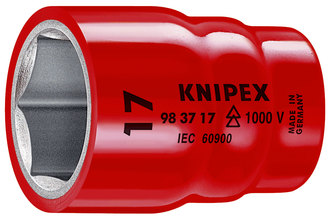 KNIPEX 98 37 13 Dado hexagonal aislado 1000V de 13 mm para cuadradillo de 3/8'' 45 mm