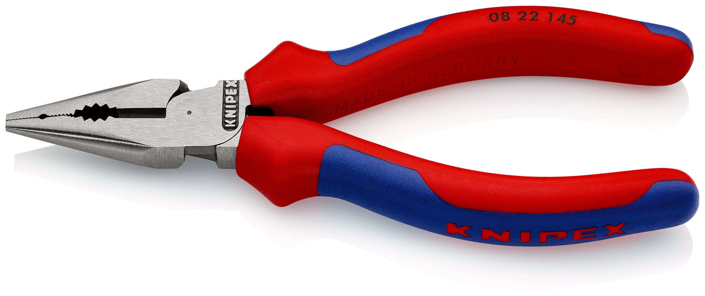 KNIPEX 08 22 145 Pinza universal de punta fina con mangos ergonómicos pavonada 145 mm (5.75″)