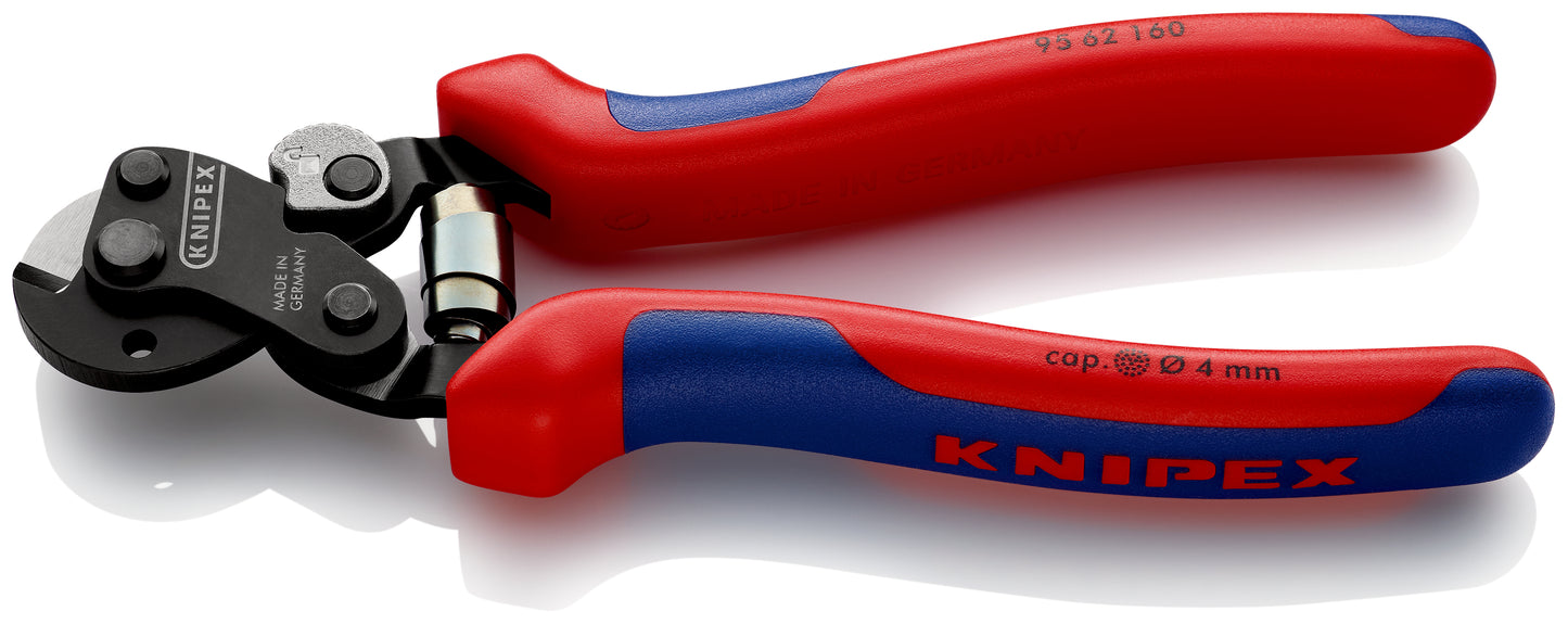 KNIPEX 95 62 160 Cortacables para cable trenzado también para cables trenzados de alta resistencia con mangos multicomponentes Barnizados 160 mm