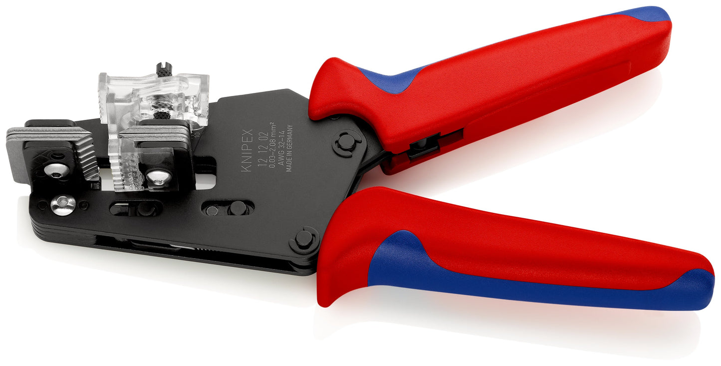 KNIPEX 12 12 02 Pinza pelacables de precisión con cuchillas adaptadas con mangos ergonómicos bruñido 195 mm (7.75″)