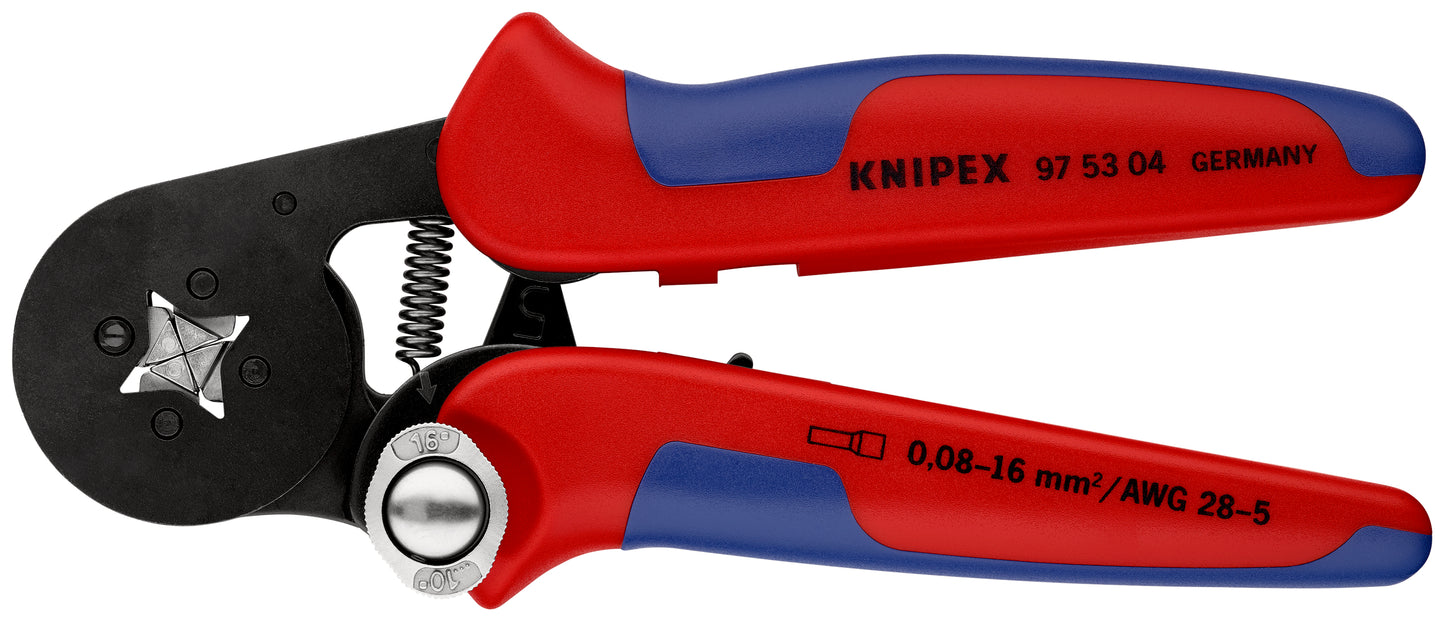 KNIPEX 97 53 04 Pinza autoajustable para crimpar punteras huecas de acceso lateral con mangos multicomponentes Barnizados 180 mm