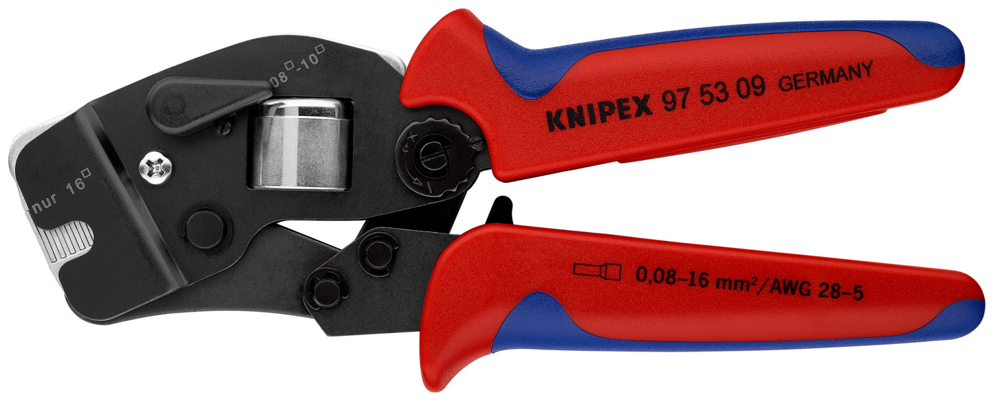 KNIPEX 97 53 09 Pinza autoajustable para crimpar punteras huecas de acceso frontal con mangos multicomponentes Barnizados 190 mm