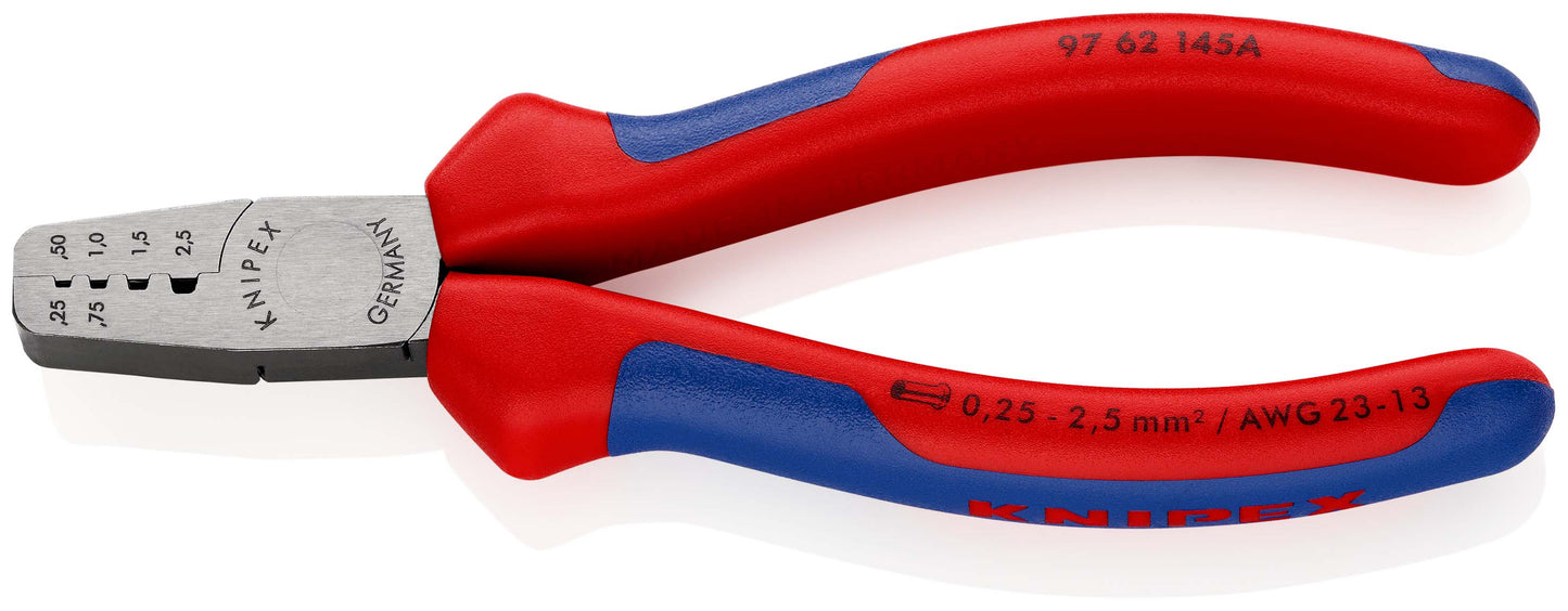 KNIPEX 97 62 145 A Pinza para ponchar terminales ferrul Con fundas en dos componentes 145 mm