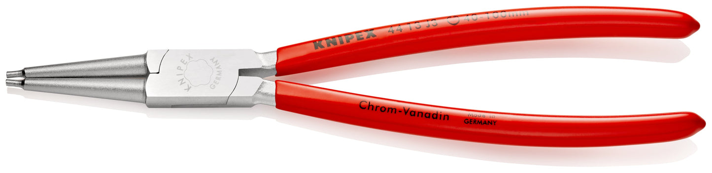 KNIPEX 44 13 J3 Pinza para anillos de retención interiores con puntas rectas con mangos de plástico cromada 225 mm (9'')