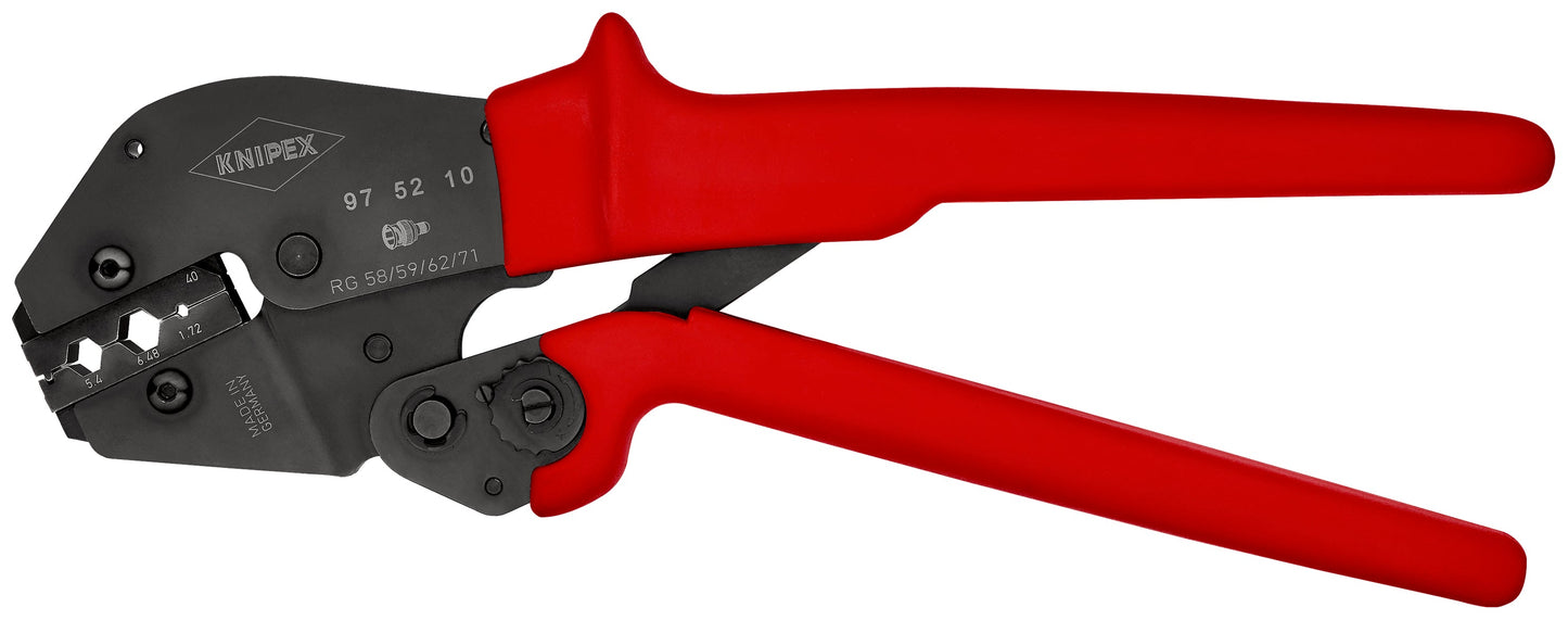KNIPEX 97 52 10 Pinzas para engarzar terminales también para trabajar con las dos manos con mangos de plástico antideslizantes bru¤ido 250 mm