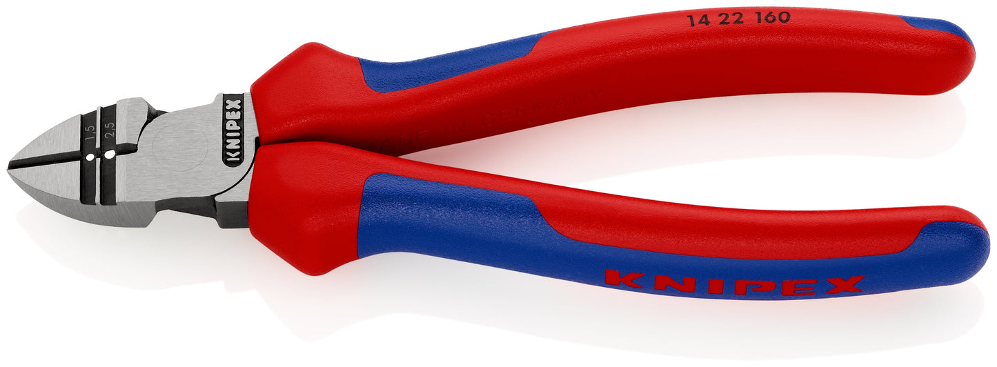 KNIPEX 14 22 160 SB Pinza de corte diagonal con pelacables con mangos ergonómicos pavonada 160 mm (6.25″)