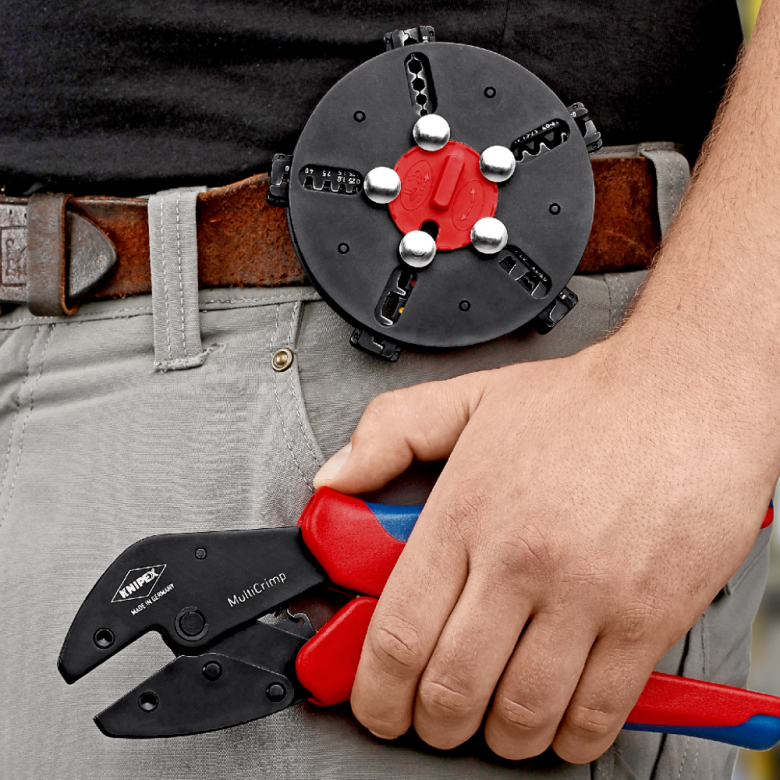 KNIPEX 97 33 02 Pinza crimpadora con porta-mordazas MultiCrimp 250 mm