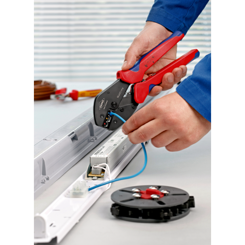 KNIPEX 97 33 02 Pinza crimpadora con porta-mordazas MultiCrimp 250 mm