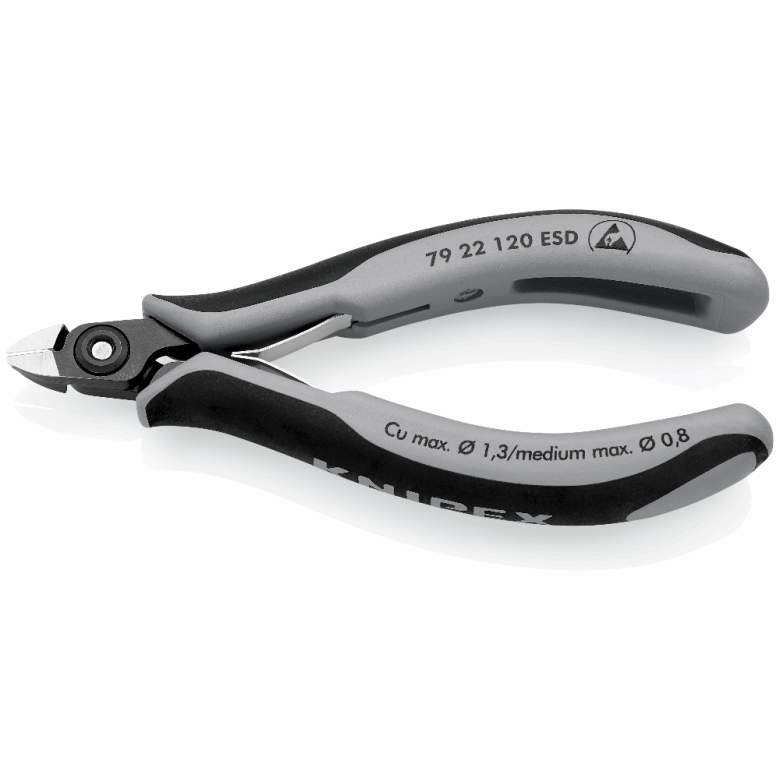 KNIPEX 79 22 120 ESD Pinzas de precisión de corte diagonal para electrónica ESD 120 mm