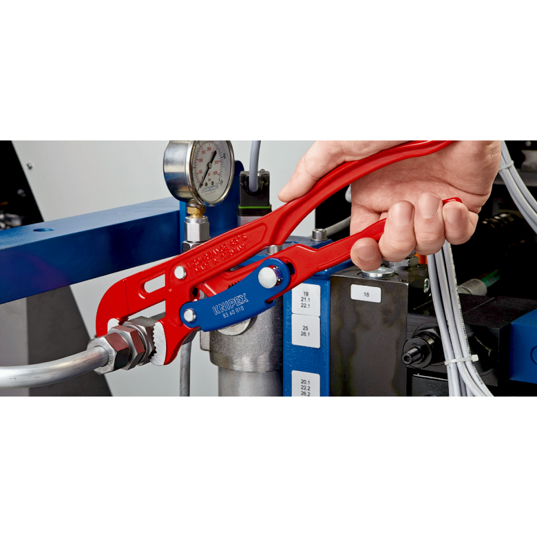 KNIPEX 83 60 015 Llave para tubos en forma de "S" con ajuste rápido recubierto de pintura pulverizada, roja 420 mm