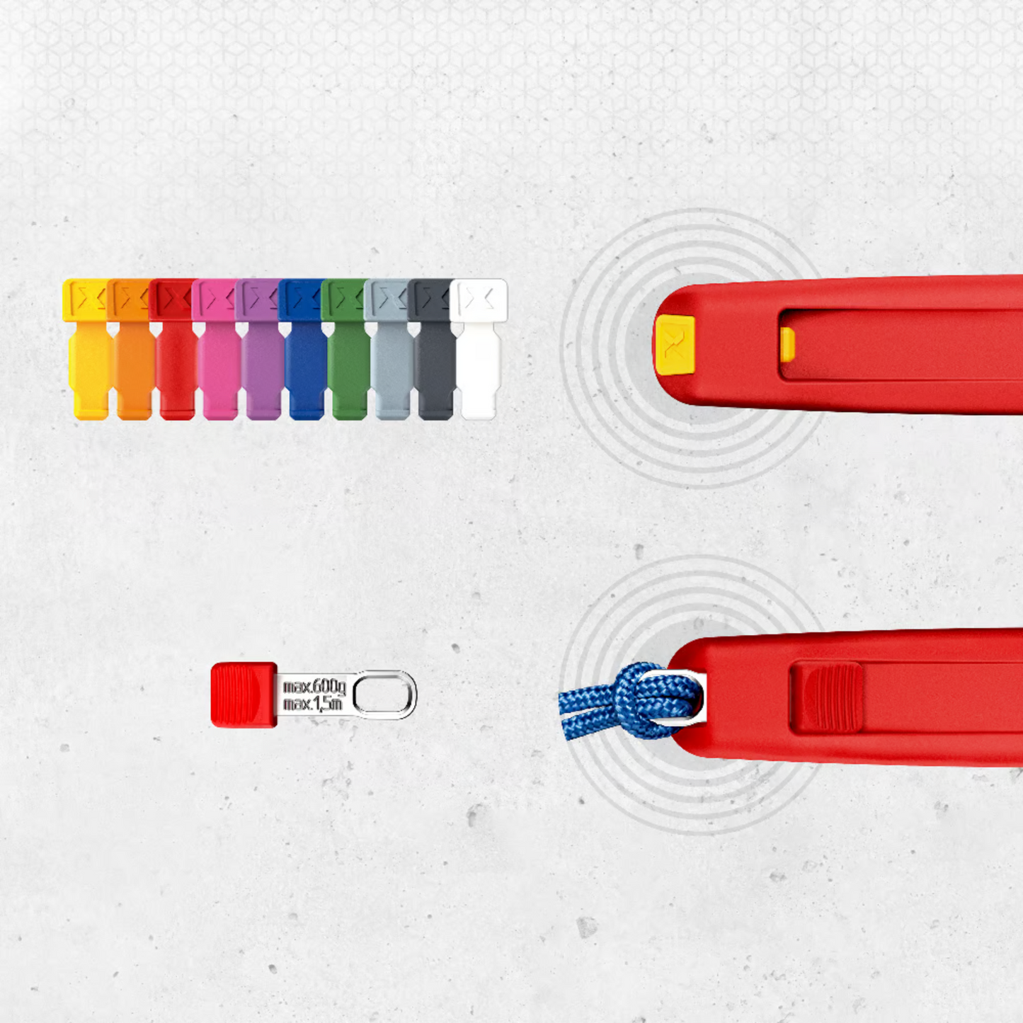 KNIPEX 00 63 06 TCR Kit de clips para sujeción de herramientas + clips clasificados por colores rojos (3 piezas de cada uno)