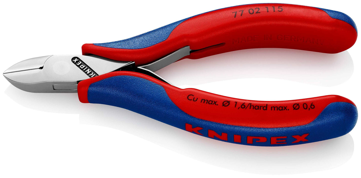KNIPEX 77 02 115 Pinza de corte diagonal para electrónica Con articulación machihembrada con mangos en dos componentes 115 mm