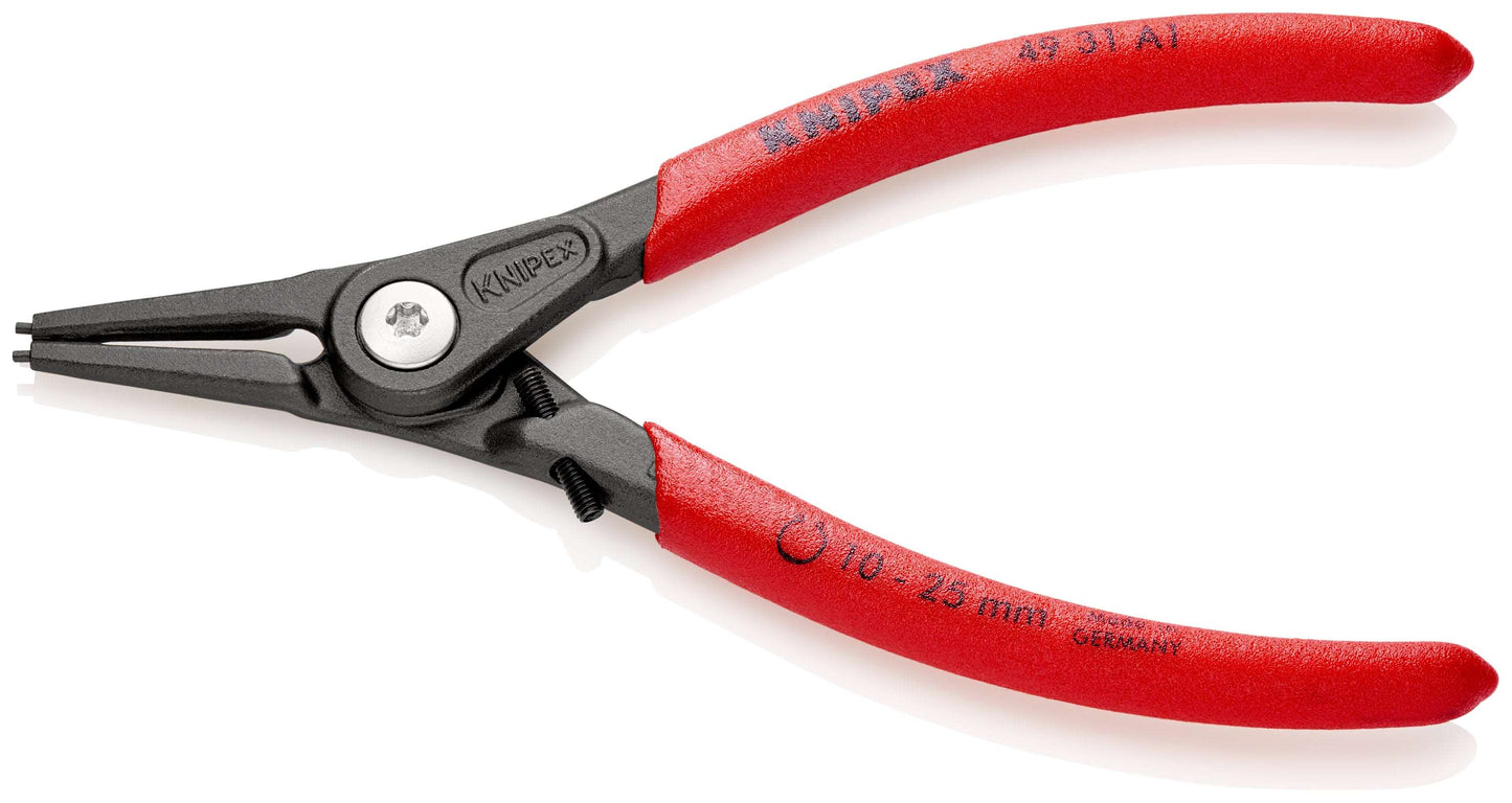 KNIPEX 49 31 A1 Pinza para anillos de retención exteriores con limitador y puntas rectas con mangos de plástico pavonada 140 mm (5.5'')